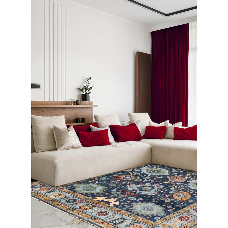 ECARPETGALLERY Hand-knotted Modern Oushak Navy Wool Rug - 8'0 x 10'1