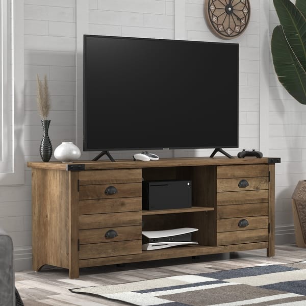 Hillsdale Prestwick Gaming Ready Wood TV Stand with 2 Doors and Shelves
