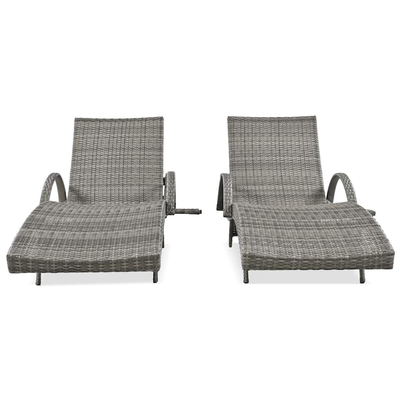 80'' Outdoor Wicker Chaise Lounge Chairs Set of 2