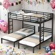 preview thumbnail 2 of 22, Full over Twin & Twin Size Bunk Bed with Built-in Shelf in Black
