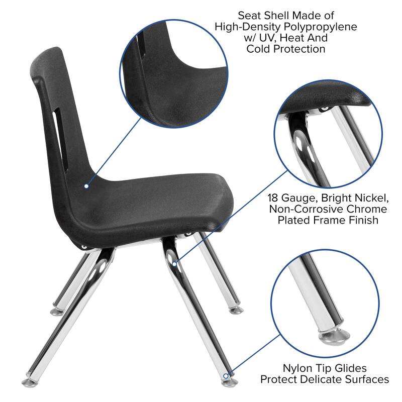 Advantage Student Stack School Chair - 12-inch - 14.5"D x 15"W x 22"H