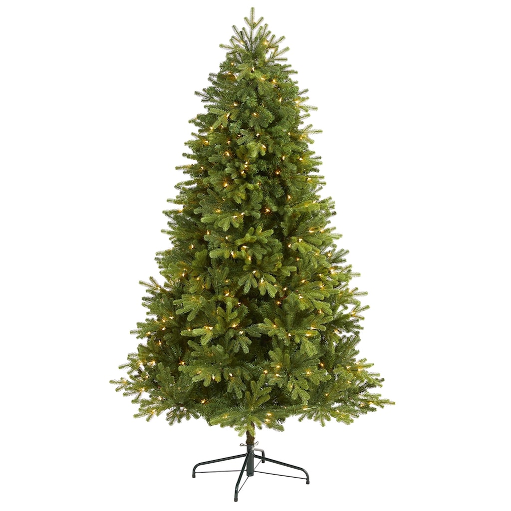 Artificial Christmas Tree 6.5ft with Lights - Holiday Decor, Festive Tree, Realistic Fir Tree, Indoor Christmas - Green - 78