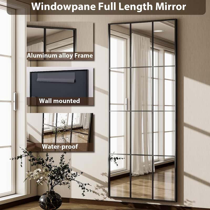 Full Length Mirror 23"x65" Window Frame Decorative Mirror for Wall Decor