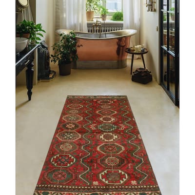 Fine Vintage Distressed Obiad Red/Ivory Runner - 2'2" x 5'4"