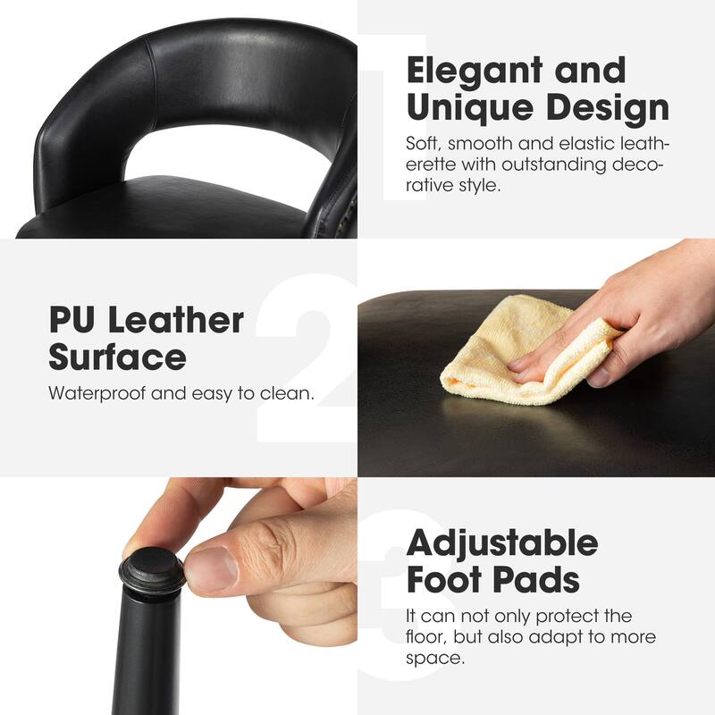 Glitzhome Set of 4 PU Leather Upholstered Swivel Counter or Bar Stools Pub/ Bar Chairs