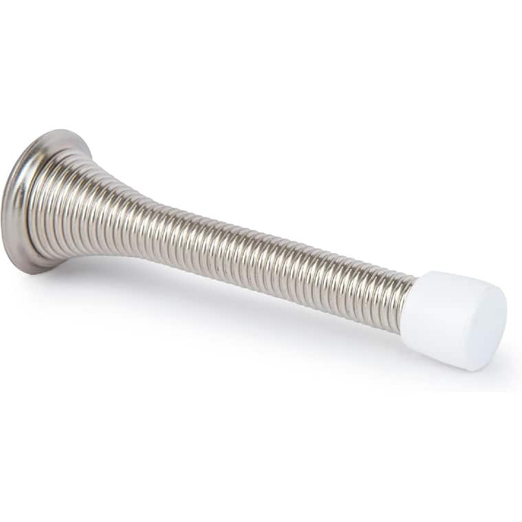 Mega Handles Spring Door Stop with Rubber Bumper | Door Knob and Wall Protection - Satin Nickel