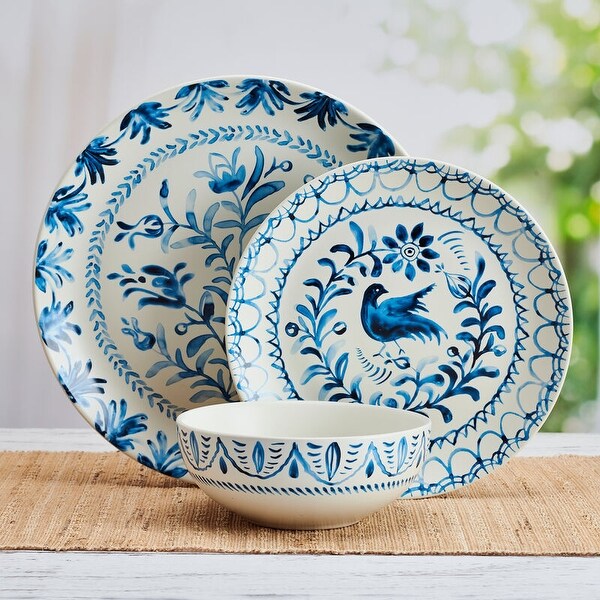 Fitz and Floyd Sicily Blue 12-Piece Dinnerware Set, Service for 4