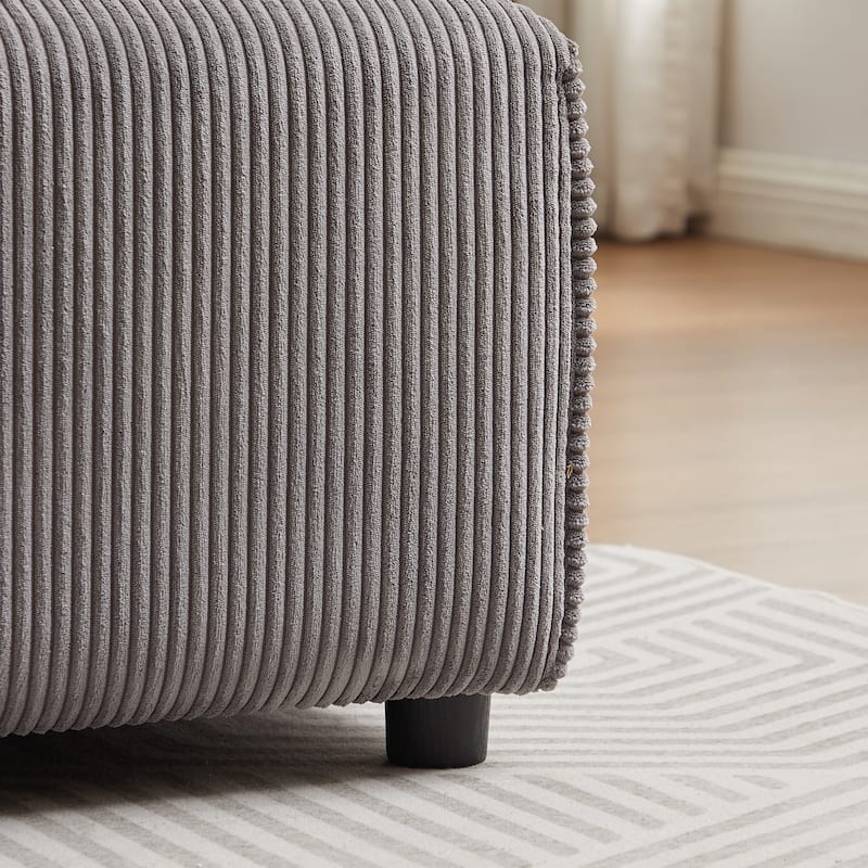106'' Corduroy 3-Seater Sofa with USB Charging Ports and Convertible Design