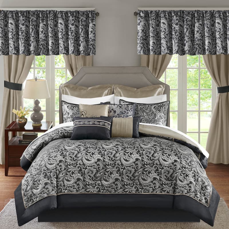 Madison Park Essentials Cadence 24-piece Room in a Bag - Black - King