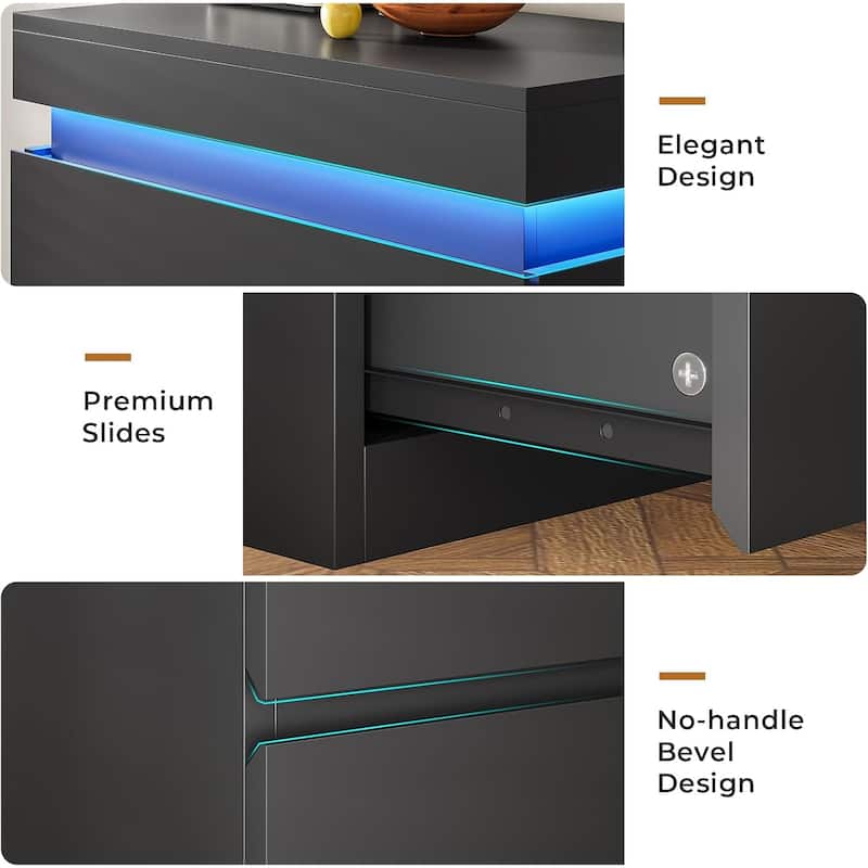 Bedroom Dresser Drawers with LED Light Power Outlet Chest of Drawer