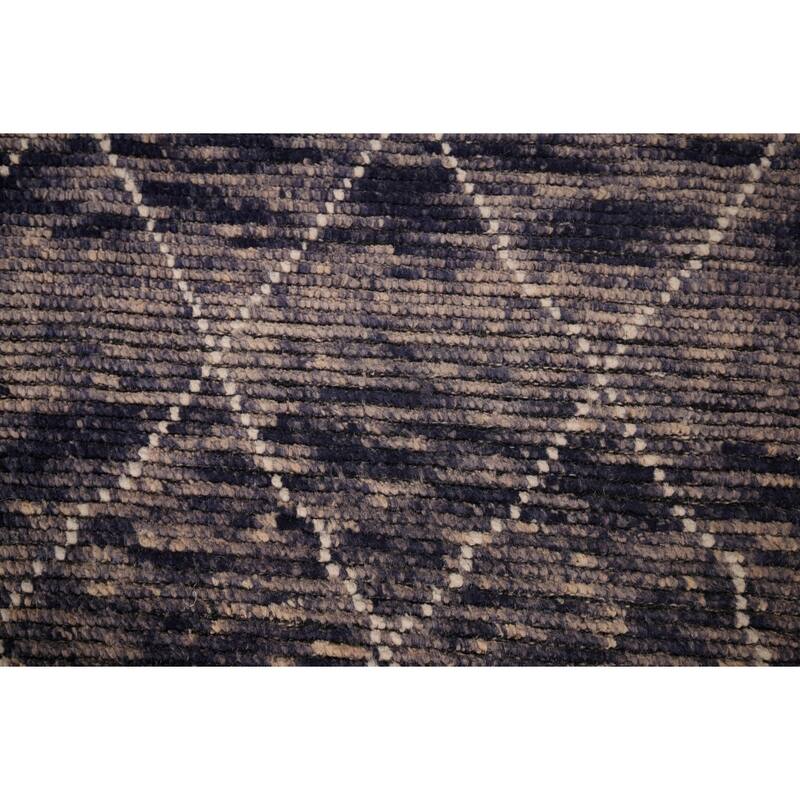 All-Over Trellis Moroccan Area Rug Hand-Knotted Wool Carpet - 4'10"x 9'1"
