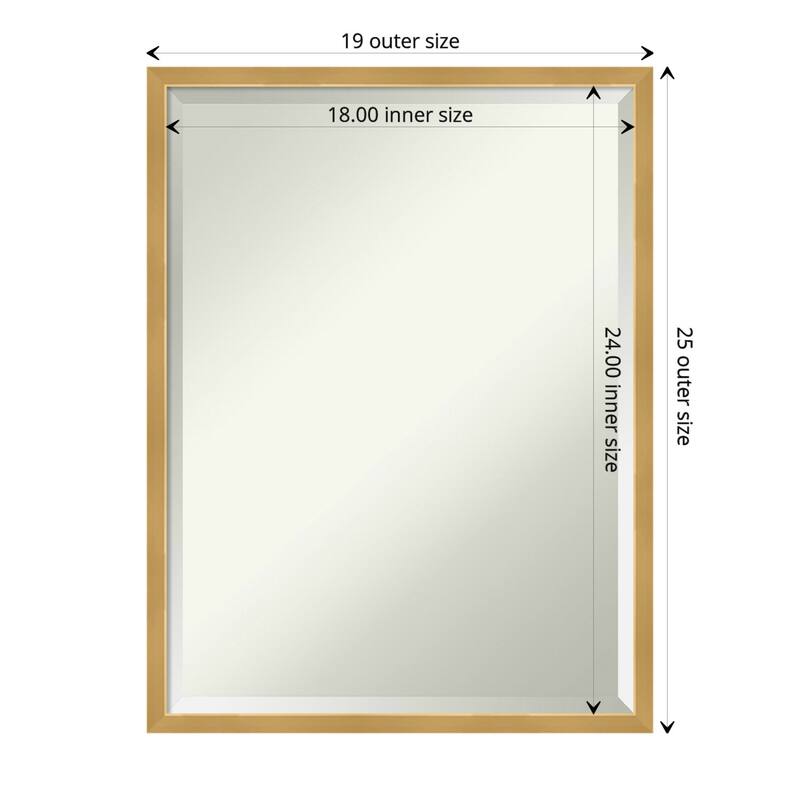 Beveled Wood Bathroom Wall Mirror - Svelte Polished Gold Frame