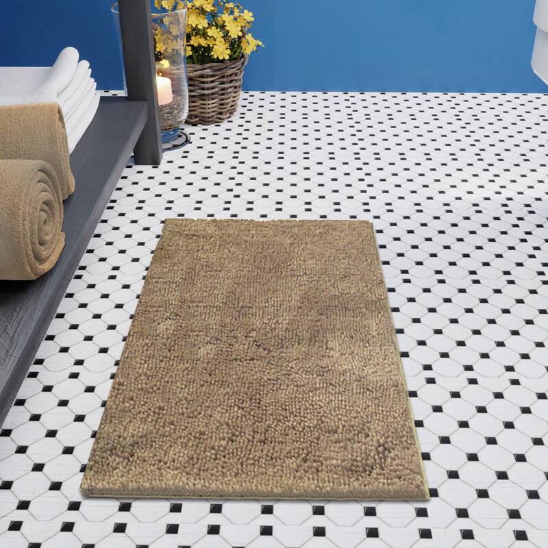 Resort Collection Plush Shag Chenille 17 x 24 in. and 21 x 34 in. 2-Piece Bath Mat Set