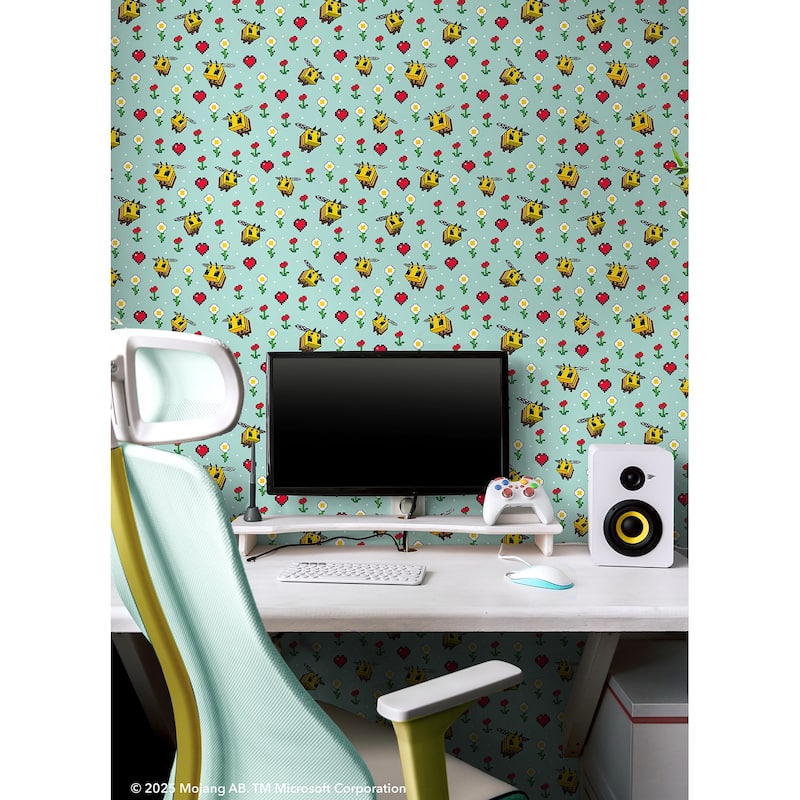 RoomMates Minecraft Busy Bee Peel and Stick Wallpaper