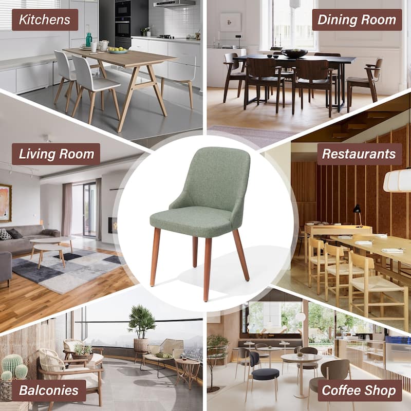 Modern Dining Chair Upholstered Accent Chairs with Solid Wood Legs