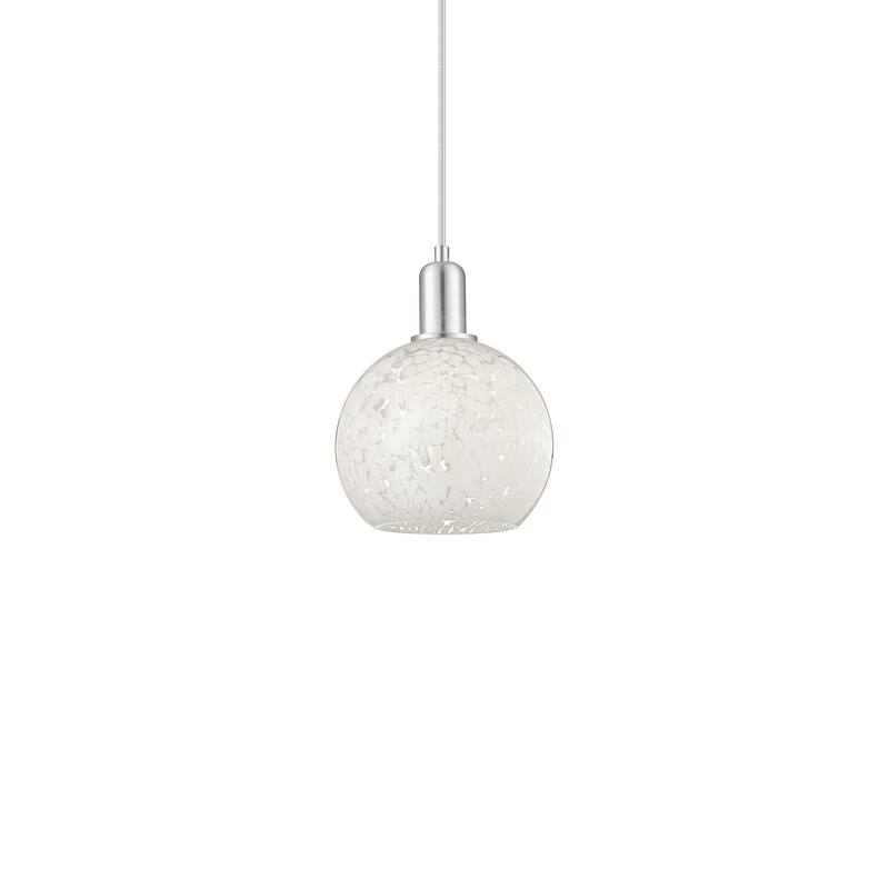 Innovations Lighting 716-1P-11-8 White Mouchette Pendant White - Brushed Satin Nickel / White Mouchette