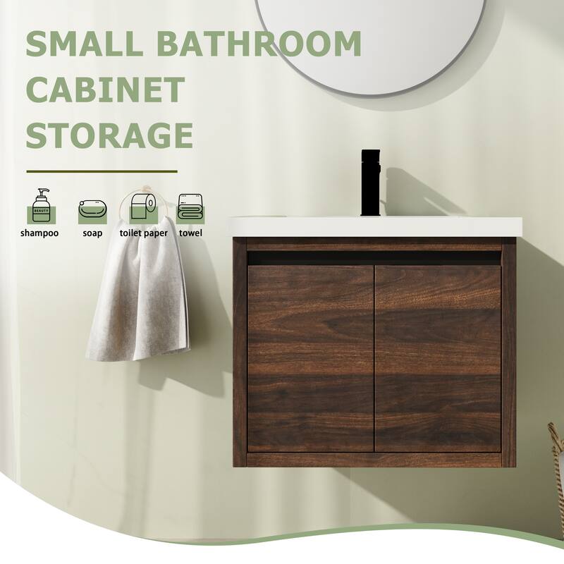 24" Floating Bathroom Vanity with Sink, Wall Mounted Bathroom Vanity with Soft Close Door