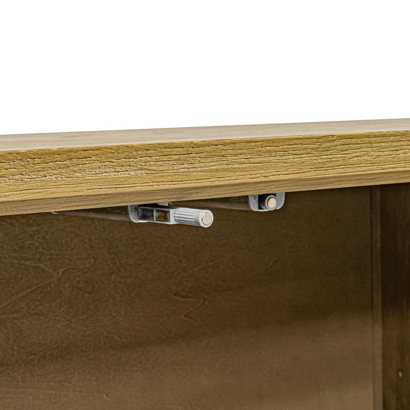 Title: NADAAL STUDIOS Alarno Sideboard, White Shagreen Doors, Oak Frame & Gold Metal Detail