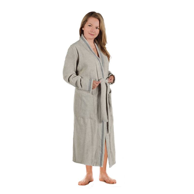 Superior Unisex Turkish Cotton Terry Kimono Bathrobe with Embroidery Robe