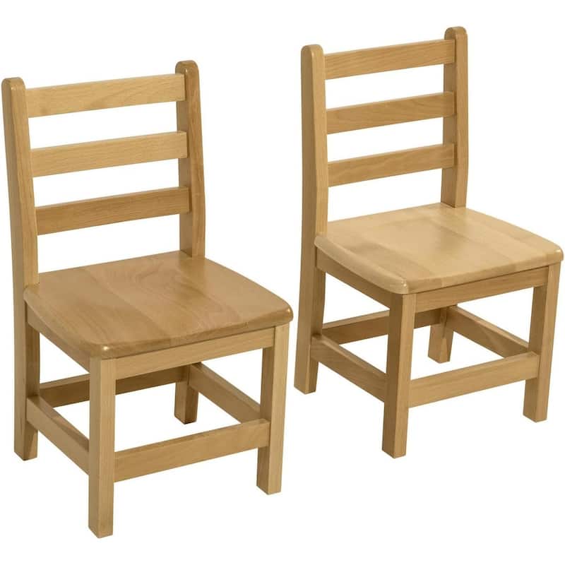 RRI Goods Ladderback Kids Chair, Classroom Seating Toddler Fully Assembled Beechwood Chair Set of 2 - Seat Height - 16"