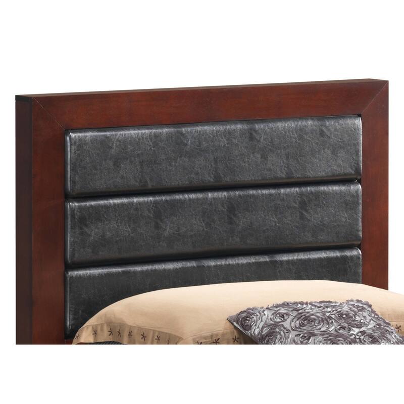 Roomfitters Upholstered Platform Bed Frame with Horizontal Channel Padded Headboard, No Box Spring Needed