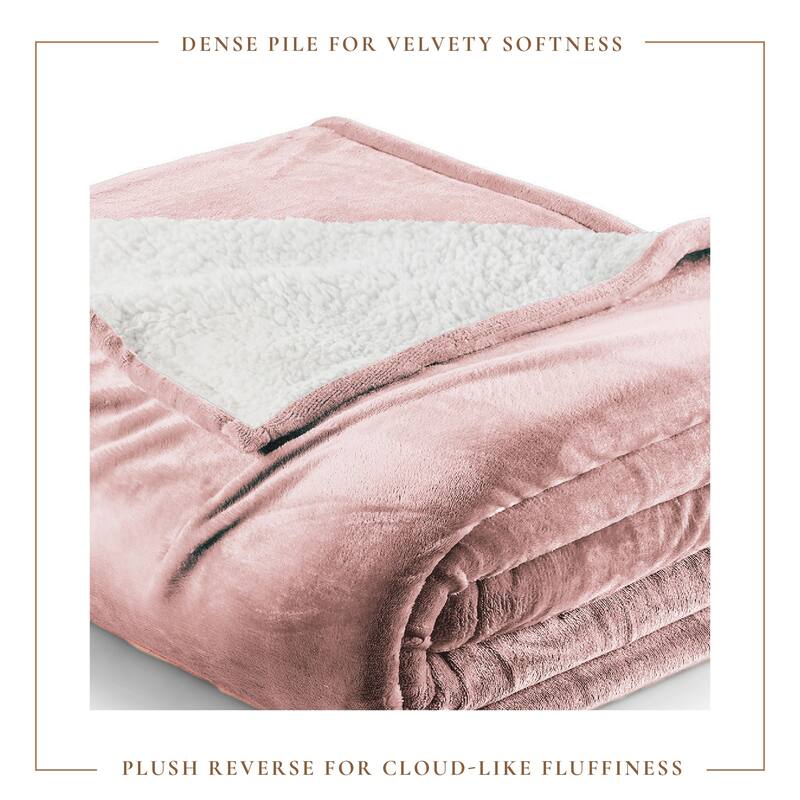 Linery & Co. Velvet Plush Reversible Sherpa Bed Blanket