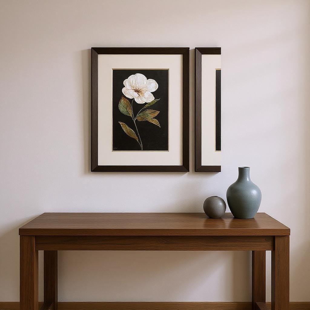 HomeRoots Set Of Two Botanical on Black Brown Framed Wall Art