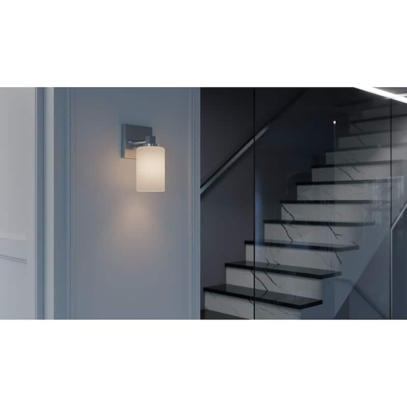 AFX Leo 1-Light Sconce - Clear Glass Shade - Satin Nickel