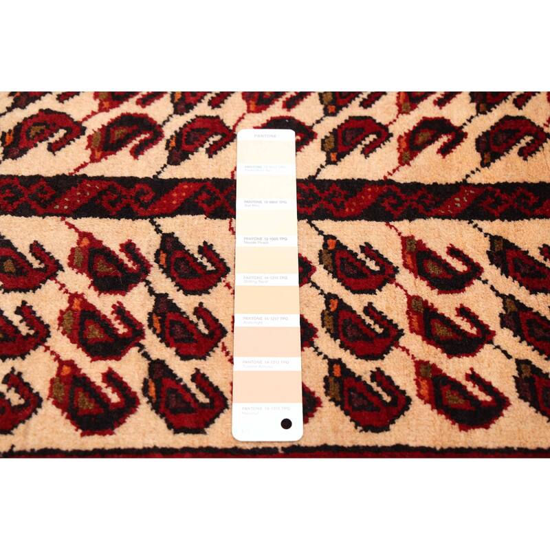 ECARPETGALLERY Hand-knotted Teimani Ivory, Red Wool Rug - 3'2 x 6'6