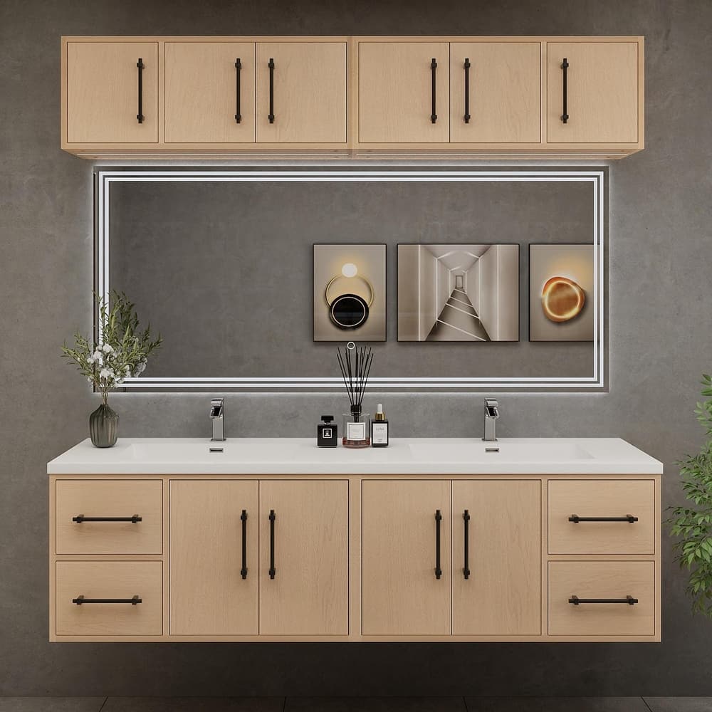Victoria 72'' Double Sink Wall-Mounted Vanity Set with Motion Sensor LED light Top Cabinet