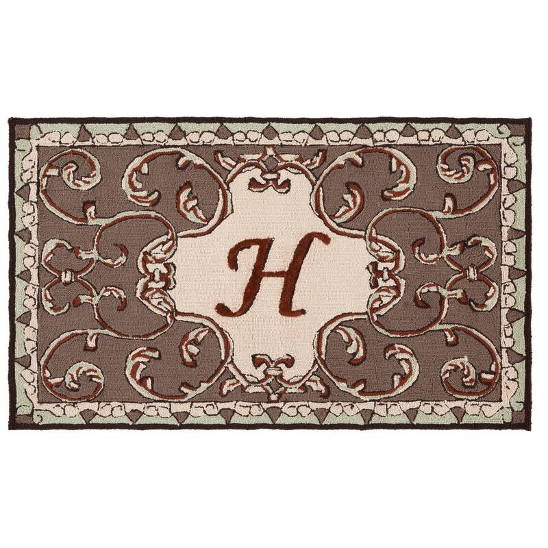 SAFAVIEH Hand-hooked Monogram Athina J Mocha Rug