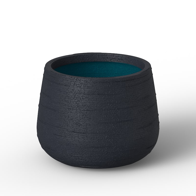 Round Concrete Planter Flower Pot with Draiange Hole - 12.5 x 9.5 in - Granite Gray(Enhanced Interior)