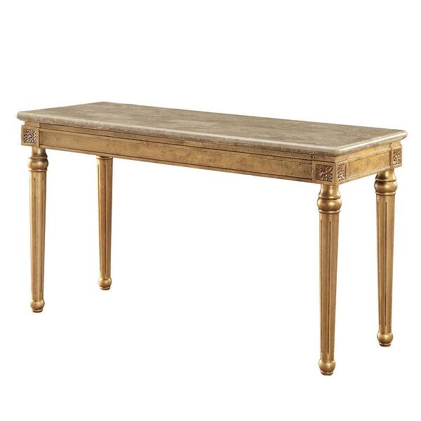 Marble Top Sofa Table with Wood Legs in Antique Gold Bed Bath