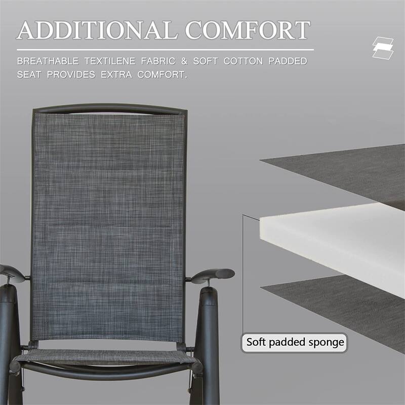 GDFStudio - Darien Folding Reclining Patio Chairs Set of 2 with Adjustable High Backrest and Aluminium Frame