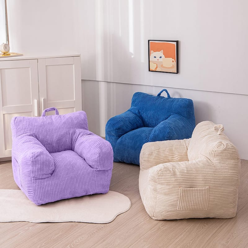 Kids Bean Bag Chair,Sherpa Bean Bag Sofa Couch with Decorative Edges