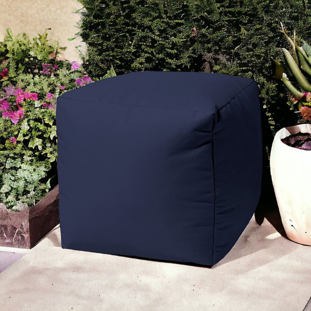 HomeRoots 17" Cool Warm Indigo Blue Solid Color Indoor Outdoor Pouf Cover - 17' X '17' X '1