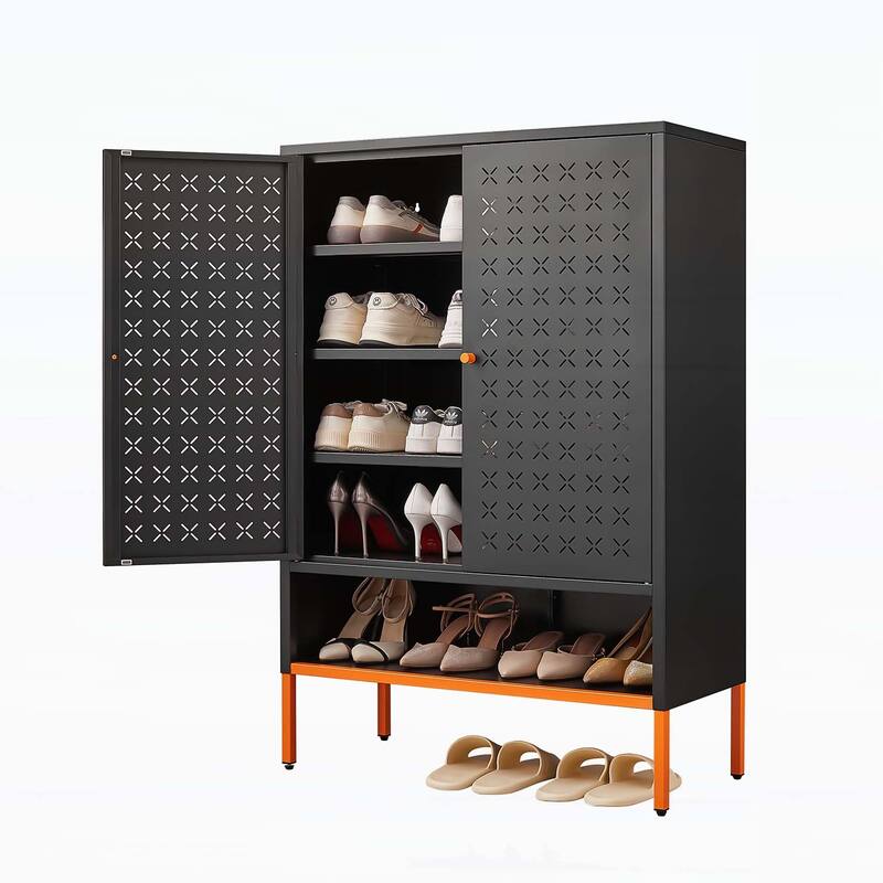 Grid Double Door Shoe Cabinet for Optimal Storage