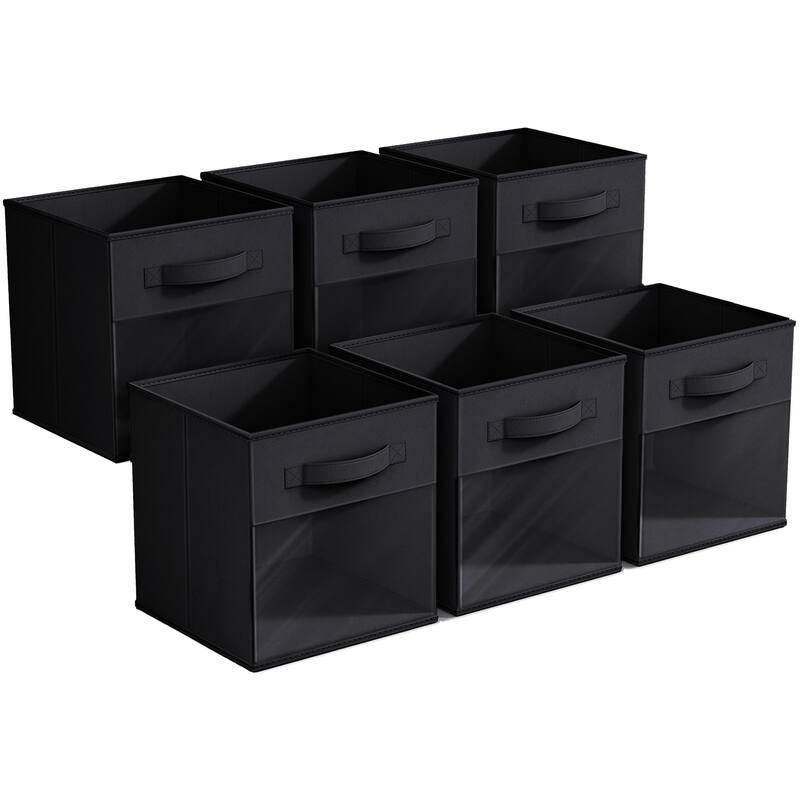 Sorbus 11" Storage Bin with Clear Window – 6-Pack Foldable Fabric Organizers - 10.5” L x 10.5” W x 11” H