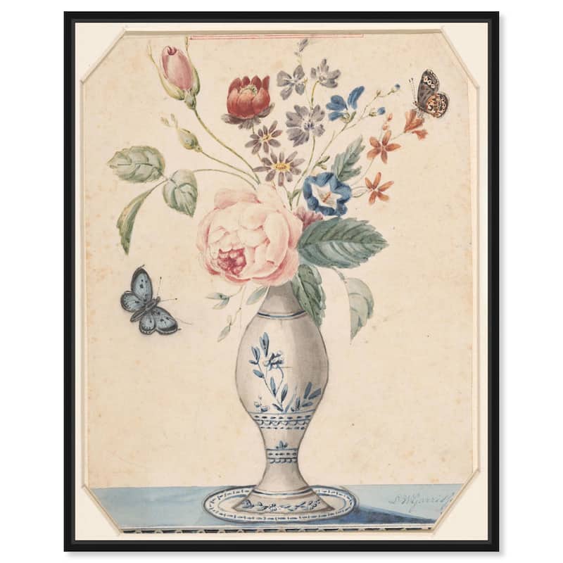 Vase with flowers 1850 Canvas by Art Remedy - Black - 24" x 30"