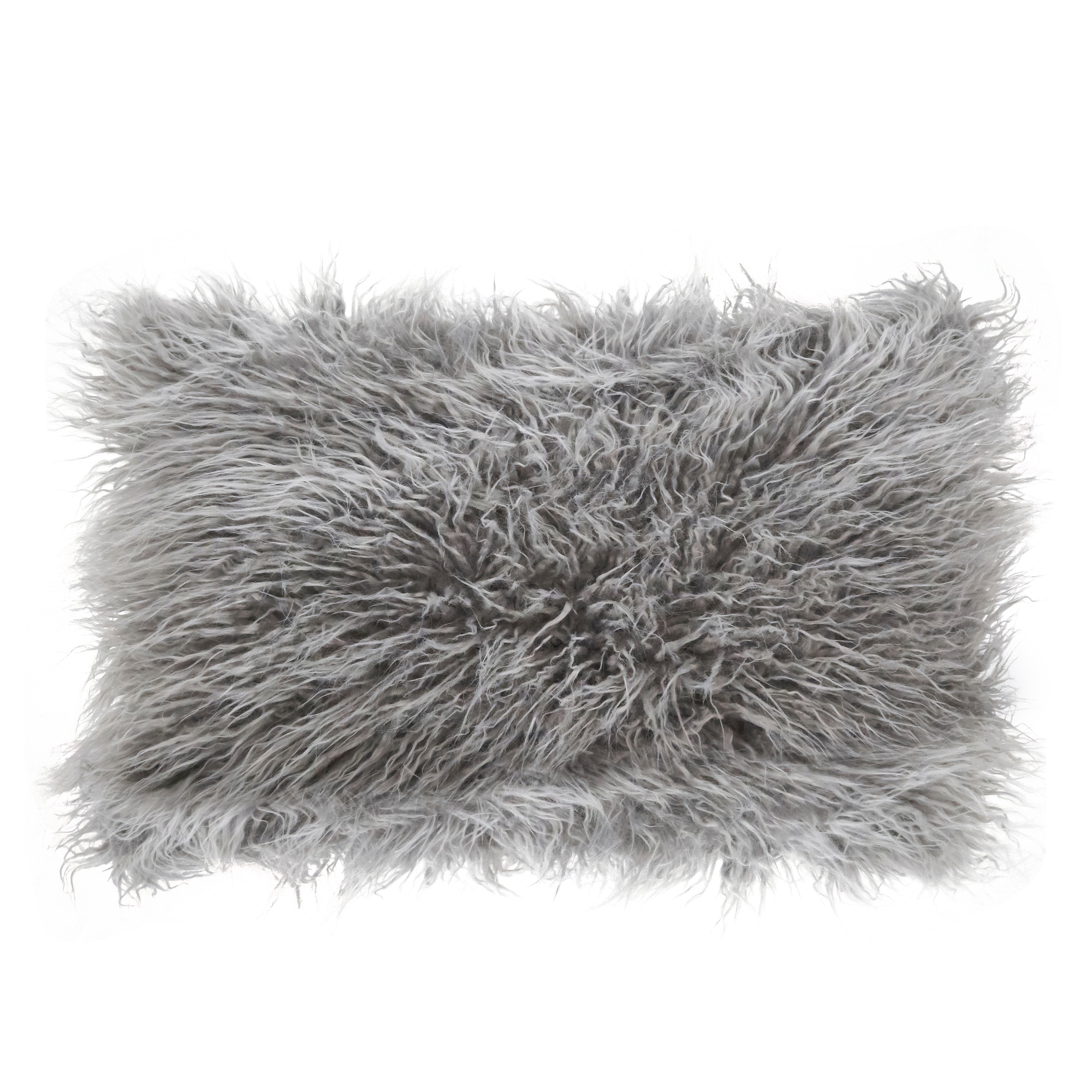 Semolina Textured Faux Fur Square Throw Pillow