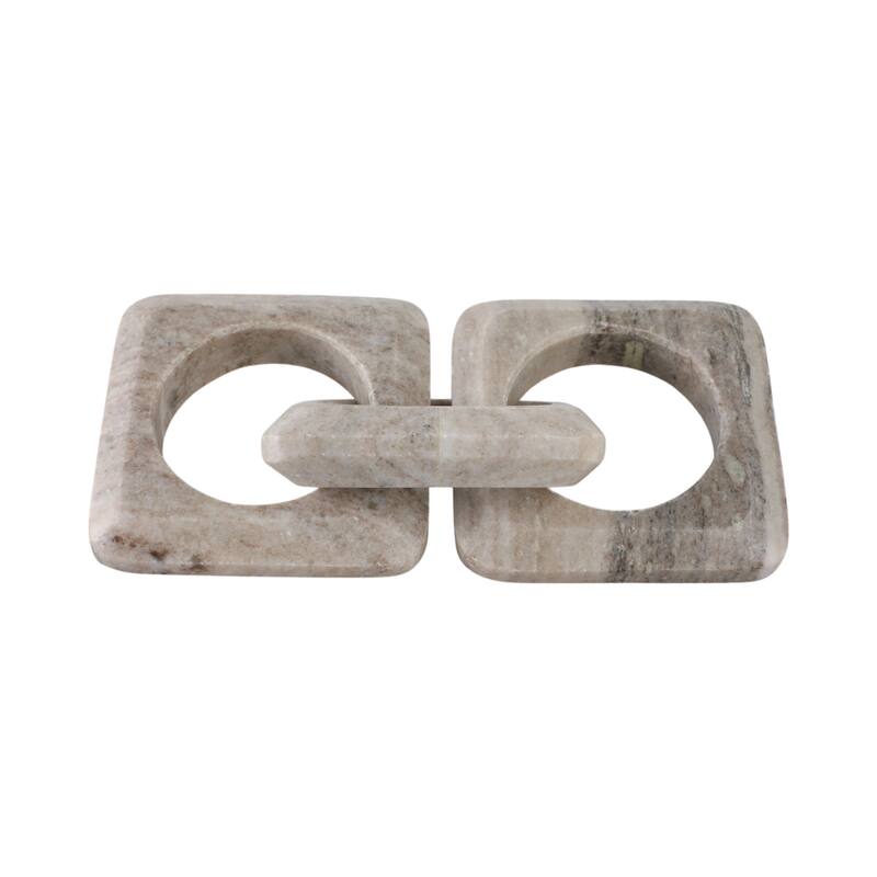 Sagebrook Home 11" 3-link Onyx Marble Chain, Beige, 1"H - 11" x 4.5" x 1"