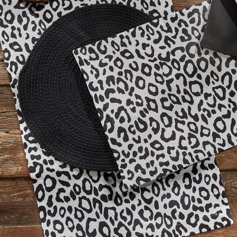Split P Black Safari Leopard Table Runner - 15" x 72"