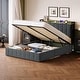 preview thumbnail 23 of 58, Bed Frame with Lift Up Storage, Upholstered Velvet Platform Bed with Storage Headboard