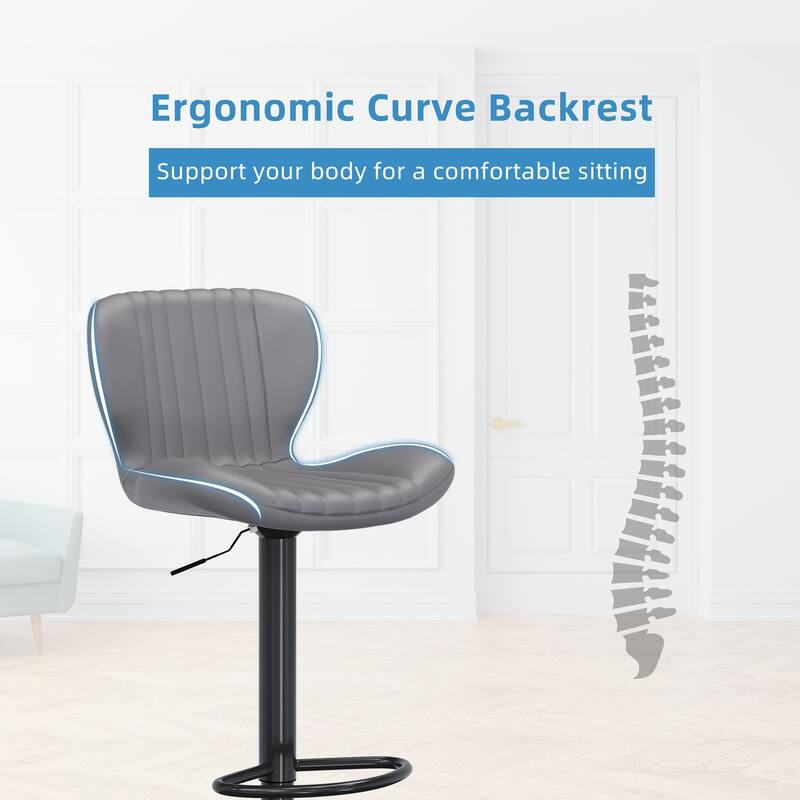 Scallop Swivel Bar Stool Set with Height-adjustable Seat - N/A