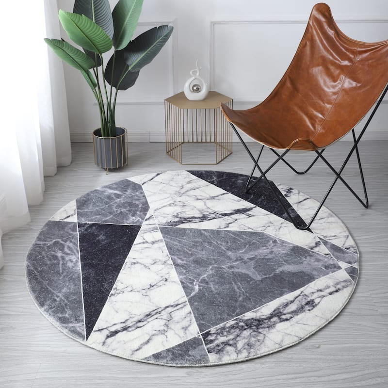Retro Shag Collection Geometric Abstract Area Rug
