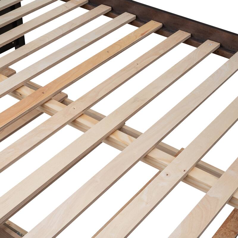 Twin-Over-Full Bunk Bed with Trundle and Drawers, Space-Saving Kids Bedroom Furniture in Espresso