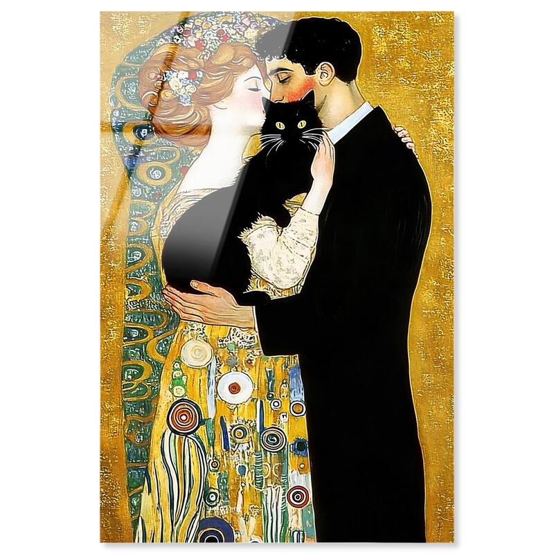 Kiss with Cat Acrylic by Art Remedy, Ready to Hang - 16" x 24"