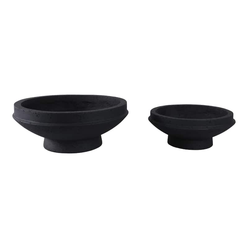 Pottery Fiberglass Planters Decorative Elevated Bowl Design (Set of 2) - 20" x 20" x 8"
