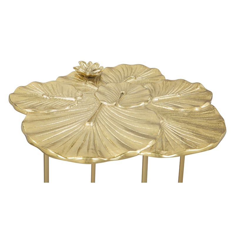 Lotus Side Table Gold - 16.7" W x 16.3" D x 21.3" H