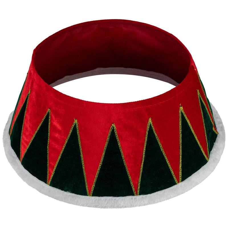 25" Red and Green Drum with White Trim Christmas Tree Collar - 25